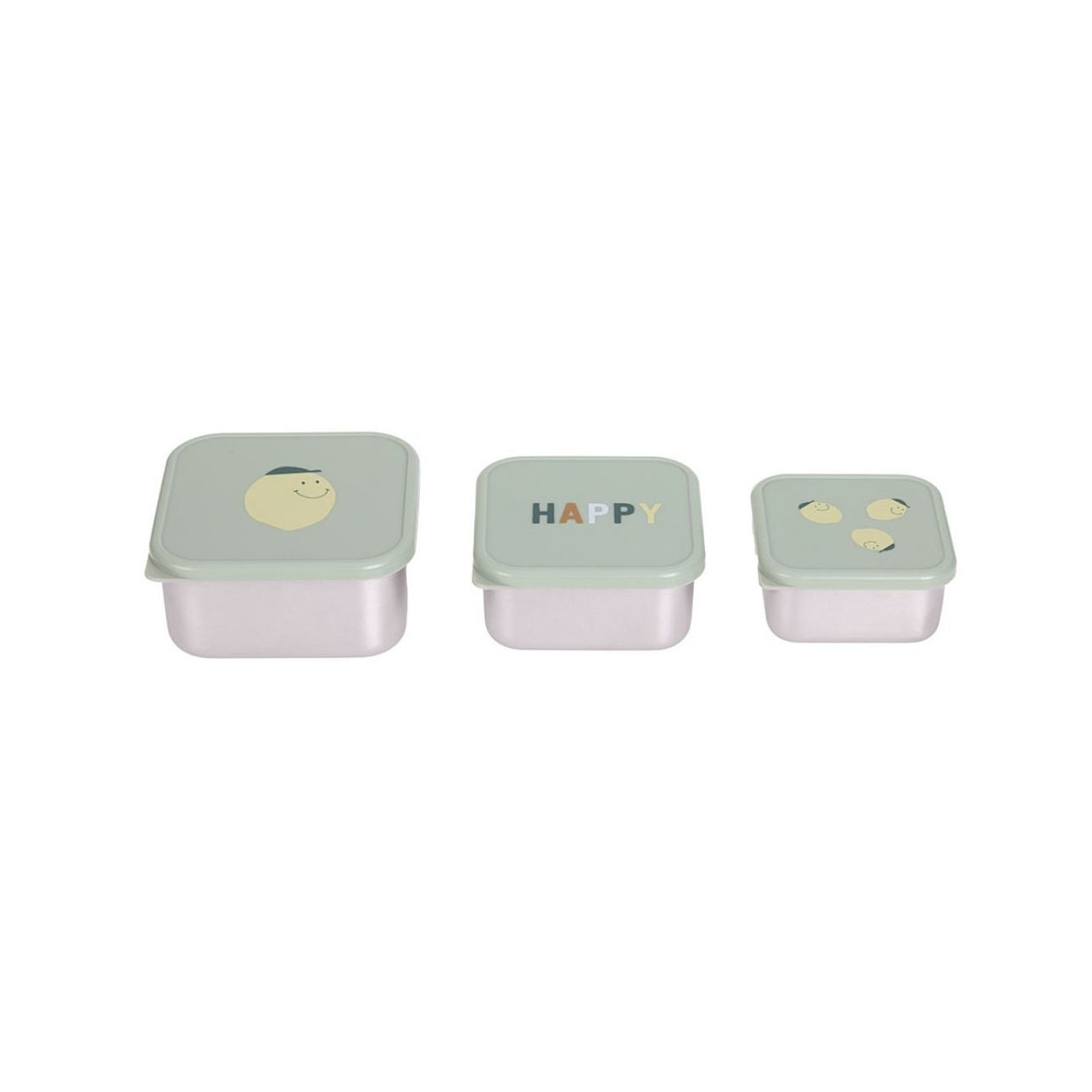 set de 3 cajitas de almuerzo de la colección Lemon de LÄSSIG es ideal para familias que buscan combinar diseño, funcionalidad y materiales seguros. Perfectas para niños a partir de 3 años, estas cajitas acompañan a tus peques en el cole