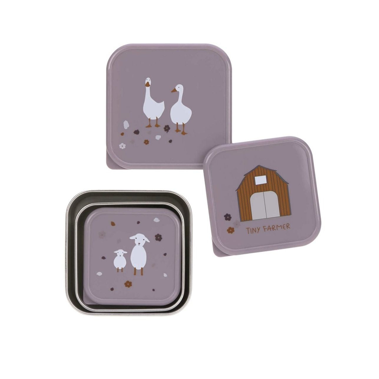 set de 3 cajitas de almuerzo de la colección Tiny Farmer de LÄSSIG es ideal para familias que buscan combinar diseño, funcionalidad y materiales seguros. Perfectas para niños a partir de 3 años, estas cajitas acompañan a tus peques en el cole, excursiones o meriendas al aire libre.