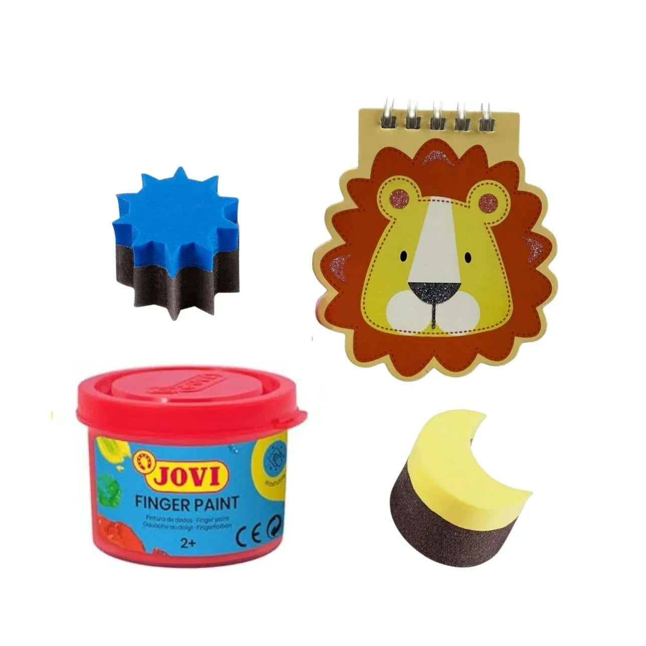 ¿Necesitas una bolsita para los más pequeños de la clase? Que te parece esta opción: un tarro de 35ml de pinutra de dedos SUPERLAVABLE y apta para los más pequeñitos absolutamente segura, SIN GLUTEN y dos espumas para estampar de formas surtidas absolutamente seguros y una libreta de animalistos surtida ¡Todo se envía en colores surtidos y es una auténtica explosión de color y creatividad!