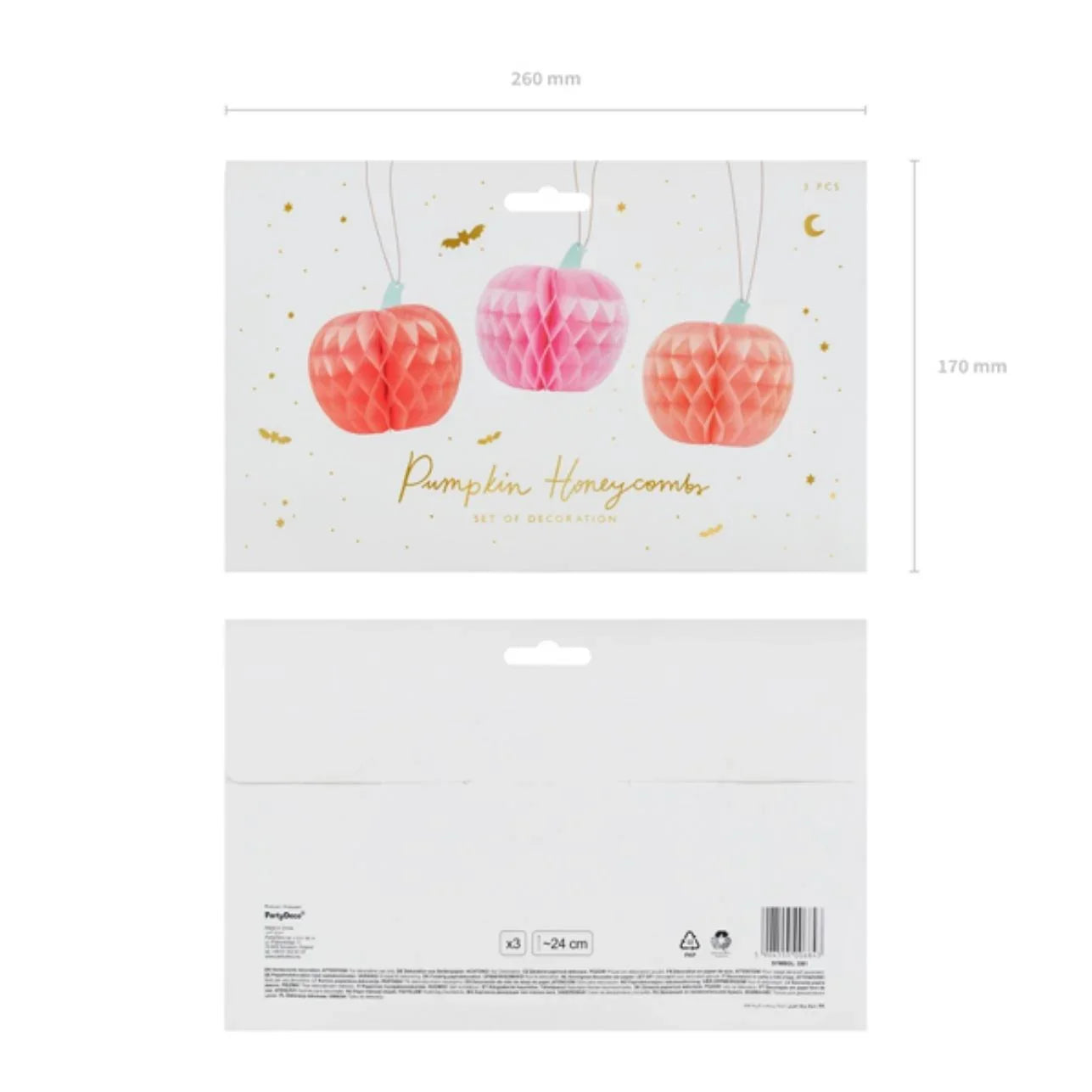 🎃 Calabazas Decorativas Honeycomb – Pack 3 uds.
Altura aproximada: 24 cm
Contenido: 3 piezas (1 de cada color)
Material: Papel nido de abeja