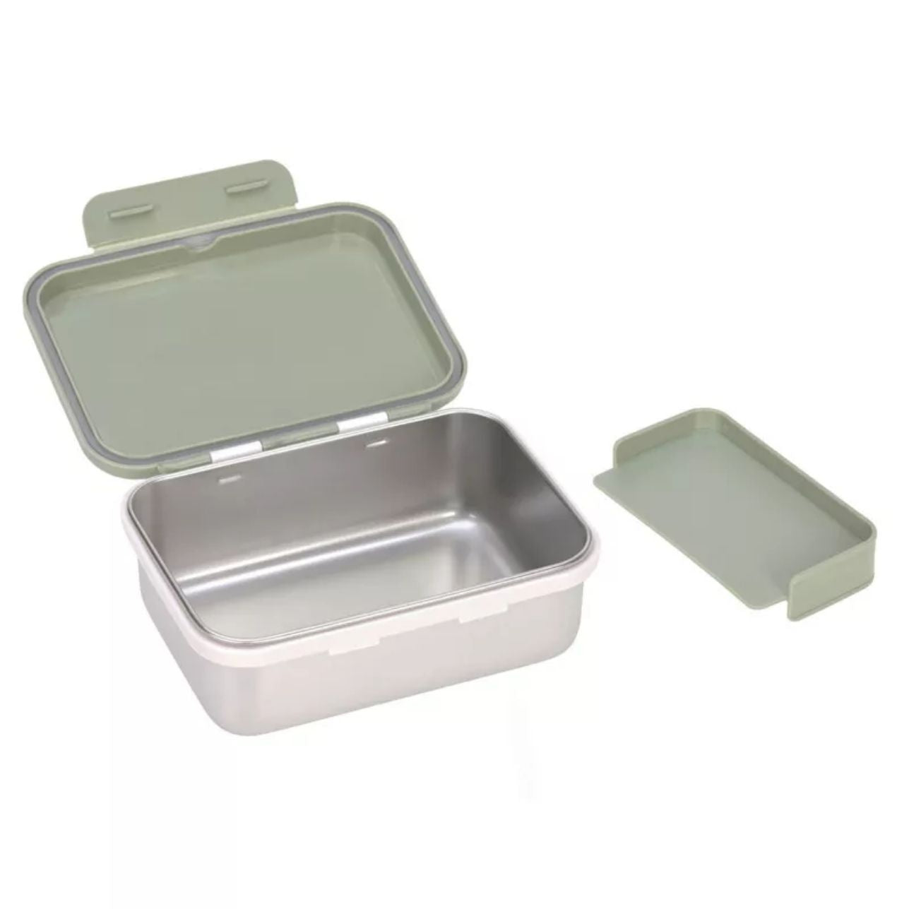 la fiambrera Happy Prints Olive es la aliada perfecta para llevar comidas saludables y bien organizadas al cole, al parque o de excursión. Su diseño en acero inoxidable 100% la hace resistente, duradera y segura para el uso diario