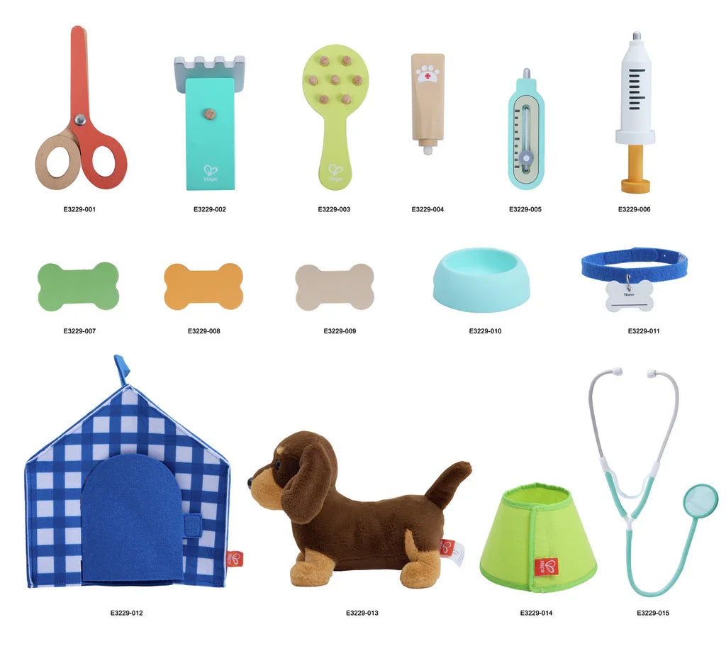Deja que tu hijo experimente el placer de cuidar a una mascota con el set de veterinario. Este atractivo juego incluye un cachorro interactivo que responde al tacto, inspirando empatía y responsabilidad. Completo con herramientas veterinarias realistas y una caseta de perro portátil, es perfecto para el juego de rol imaginativo, el desarrollo de habilidades y el fomento del amor por los animales.