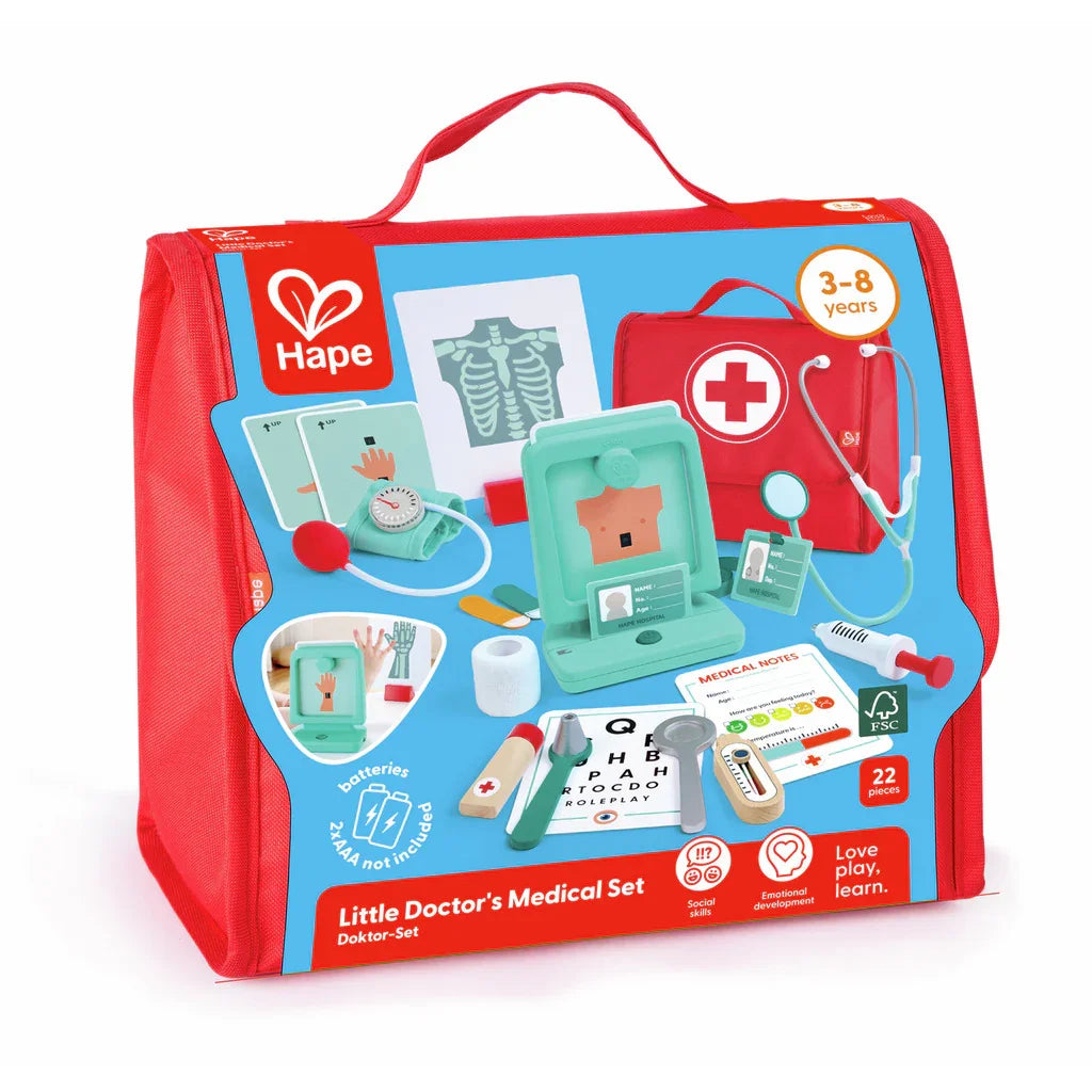 Deja que tu hijo se meta en el papel de un médico con el set médico del pequeño doctor. Con herramientas realistas como un aparato de rayos X, un estetoscopio y un termómetro, este set de juego estimula la imaginación y el juego de roles a la vez que enseña valiosas habilidades para la vida. Con colores vivos y actividades atractivas, fomenta el aprendizaje práctico e inspira la creatividad.