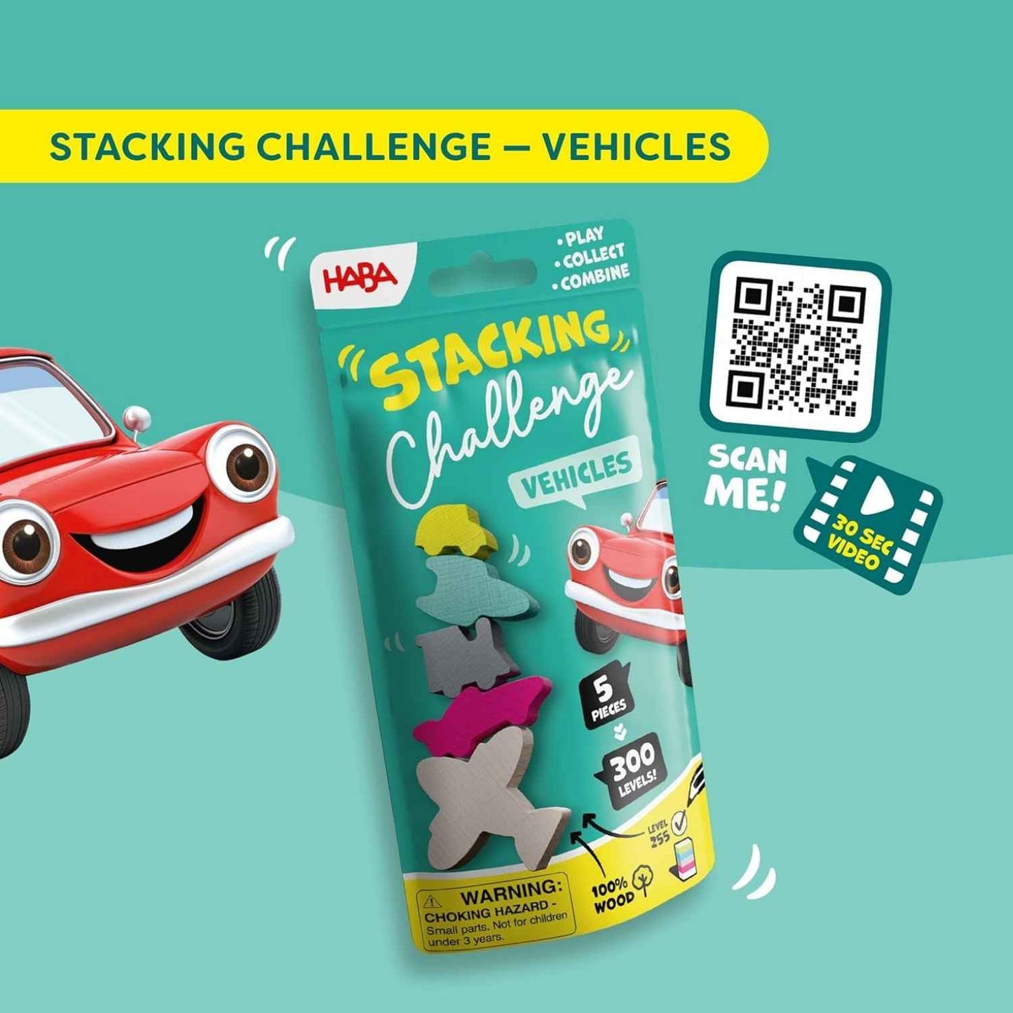 Juego de equilibrio Haba Stacking challenge VEHICULOS
