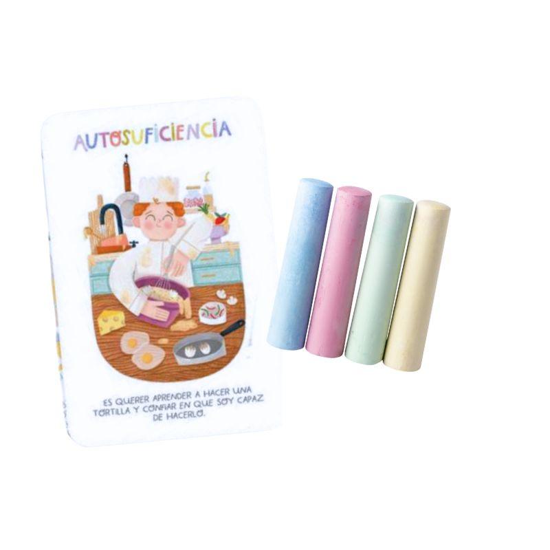 Bolsita de cumple con una Flashcard “Superpoderes” y un set de tizas gruesas de suelo - manodesantaoficial