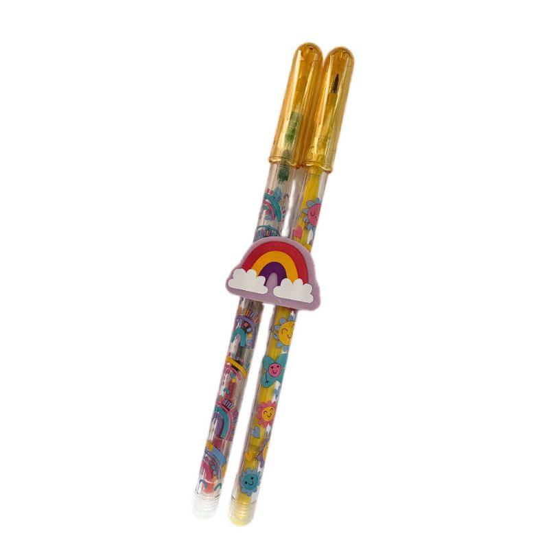 Bolsita de cumple dos lapiceros apilables arcoiris y kit pulseras de madera - manodesantaoficial