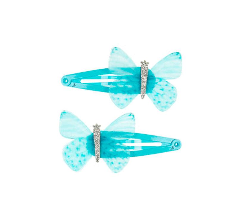 Clips de pelo mini mariposas mint - manodesantaoficial