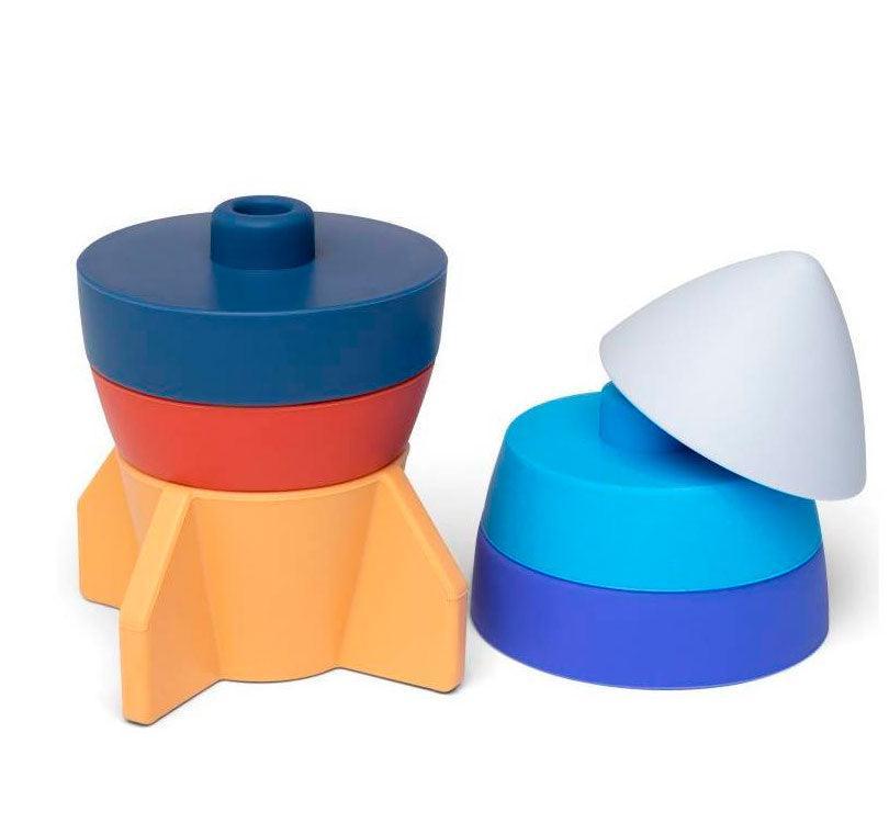 Cohete apilable naranja y azul Silicona - manodesantaoficial