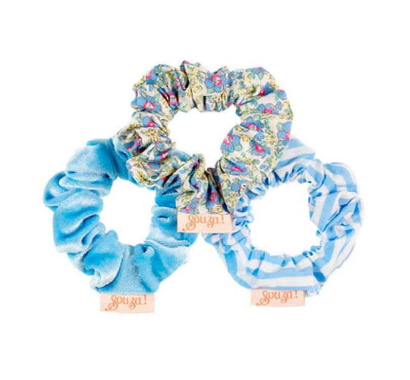 Gomas de pelo Scrunchies Elya Azul - manodesantaoficial