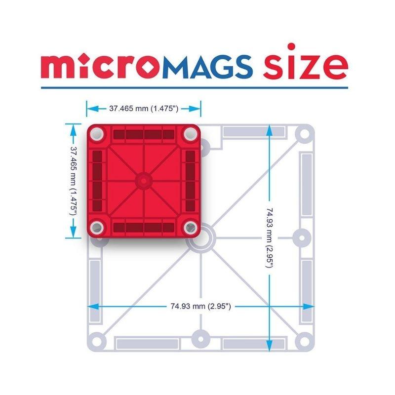 Magna-Tiles MicroMags Travel Set - manodesantaoficial Incluye 26 piezas magnéticas ultrarresistentes y seguras, fabricadas en plástico MABS no tóxico, completamente libres de BPA, ftalatos y látex. Todo viene guardado en un práctico estuche de viaje, para que la creatividad de tus peques nunca se quede en casa. Además, es 100% compatible con cualquier otro set Magna-Tiles®.