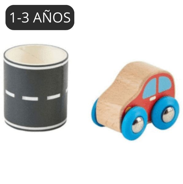 Mini coche de madera con carretera adhesiva - manodesantaoficial