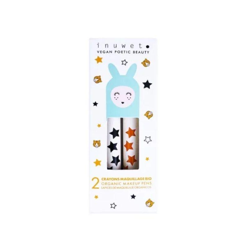 Pack 2 lápices maquillaje orgánico NARANJA Y NEGRO cara y cuerpo - manodesantaoficial