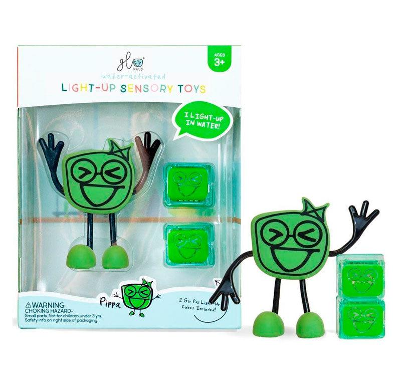 Personaje + 2 Cubos de luz sensoriales para el baño - VERDE - manodesantaoficial