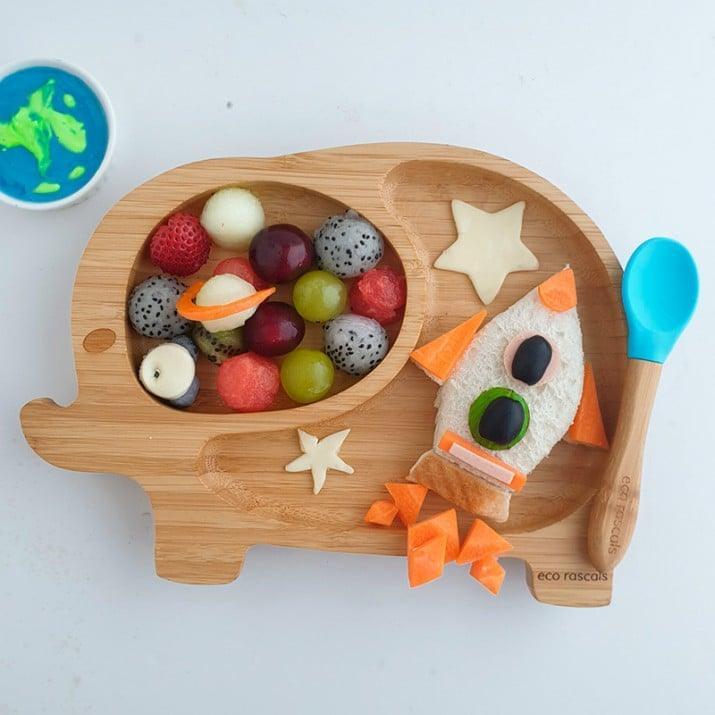 Plato Elefante de Bambu con divisiones Ecorascals - manodesantaoficial