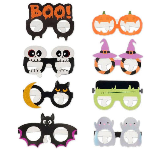 Set de 8 Gafas de Papel Party Eyeglasses de Legami, tendrás los ojos bien abiertos y tematizados.  ¿Prefieres calabazas o murciélagos? ¿Calaveras o fantasmas? ¡Prueba todos los modelos y cambia de personaje en un abrir y cerrar de ojos! marca legami