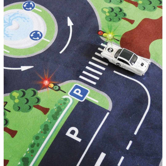 Alfombra de Juego de Carreteras con Semáforos Luminosos