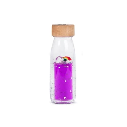 La Botella Sensorial MOVE Rainbow es la invitación perfecta a un mundo lleno de magia, imaginación y relajación. Al agitarla, descubrirás un espectáculo fascinante: un unicornio legendario pinta el cielo con colores vibrantes mientras flotas junto a él