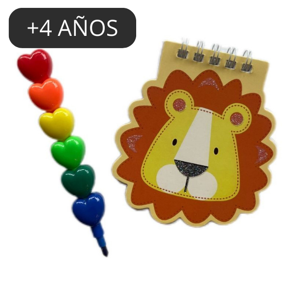 Bolsita cumple Mini libreta animales y lapicero de colores intercambiables