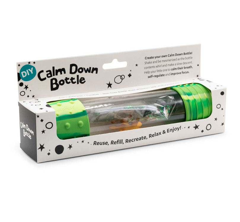 botella DIY Calm Down es una botella sensorial única, que una todos los elementos creativos necesarios para crear una botella sensorial perfecta dinos en caja