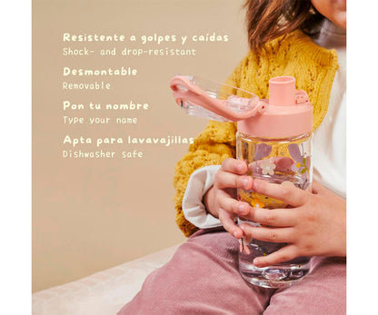 Compra la Botella Junior Tritan Butterfly de Miniland 500ml en www.manodesantaoficial.es. Antiderrames, ligera, sin BPA y perfecta para el cole o excursiones.