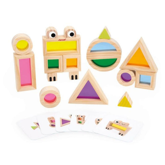 Set Sensorial de Bloques de Madera – Janod

Incluye 18 bloques sensoriales:
▸ 12 bloques con ventanas translúcidas de colores
▸ 6 bloques con rasgos faciales y partes del cuerpo

6 tarjetas con ideas para construir estructuras y personajes

Perfectos para actividades de luz y exploración sensorial

Fomentan la creatividad, el razonamiento lógico y la coordinación

Compatible con mesas de luz

Material: madera de haya