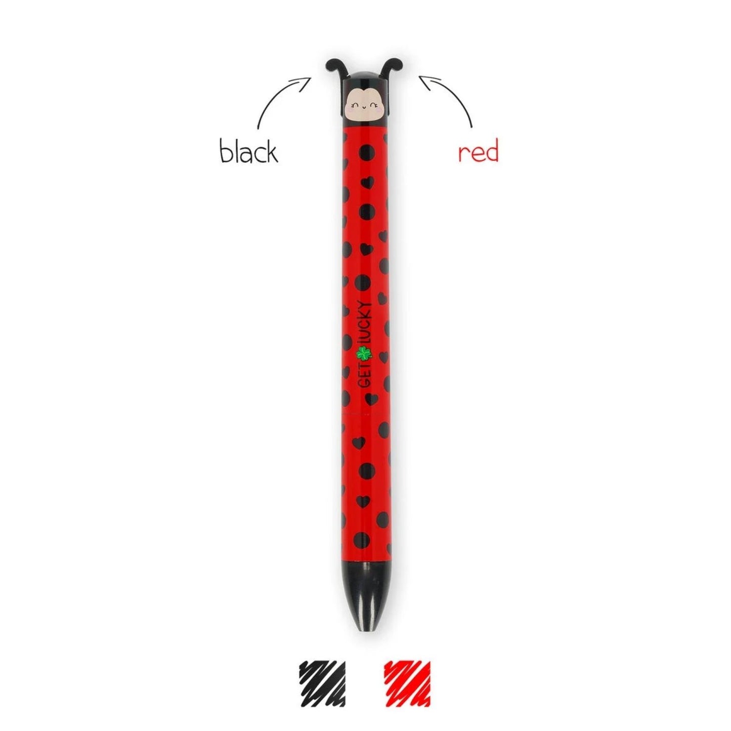 Compra el Bolígrafo de Dos Colores Ladybug de Legami. Sistema Click&Clack con tinta roja y negra en un solo cuerpo. Ligero, divertido y perfecto para la escuela o la oficina.