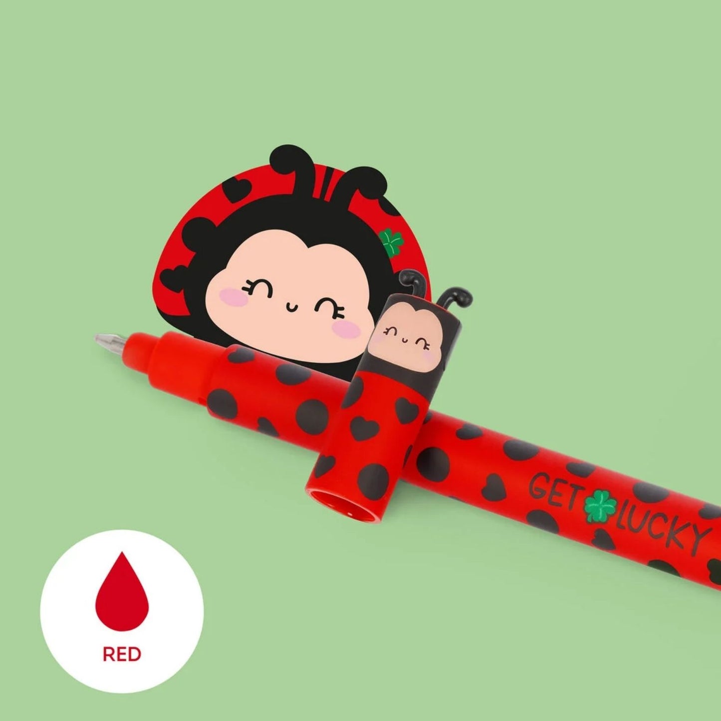 ¡Equivocarse es de sabios! Con el Bolígrafo Borrable Ladybug de Legami y su tinta roja termosensible, borra errores sin dañar el papel. Disponible en Mano de Santa.