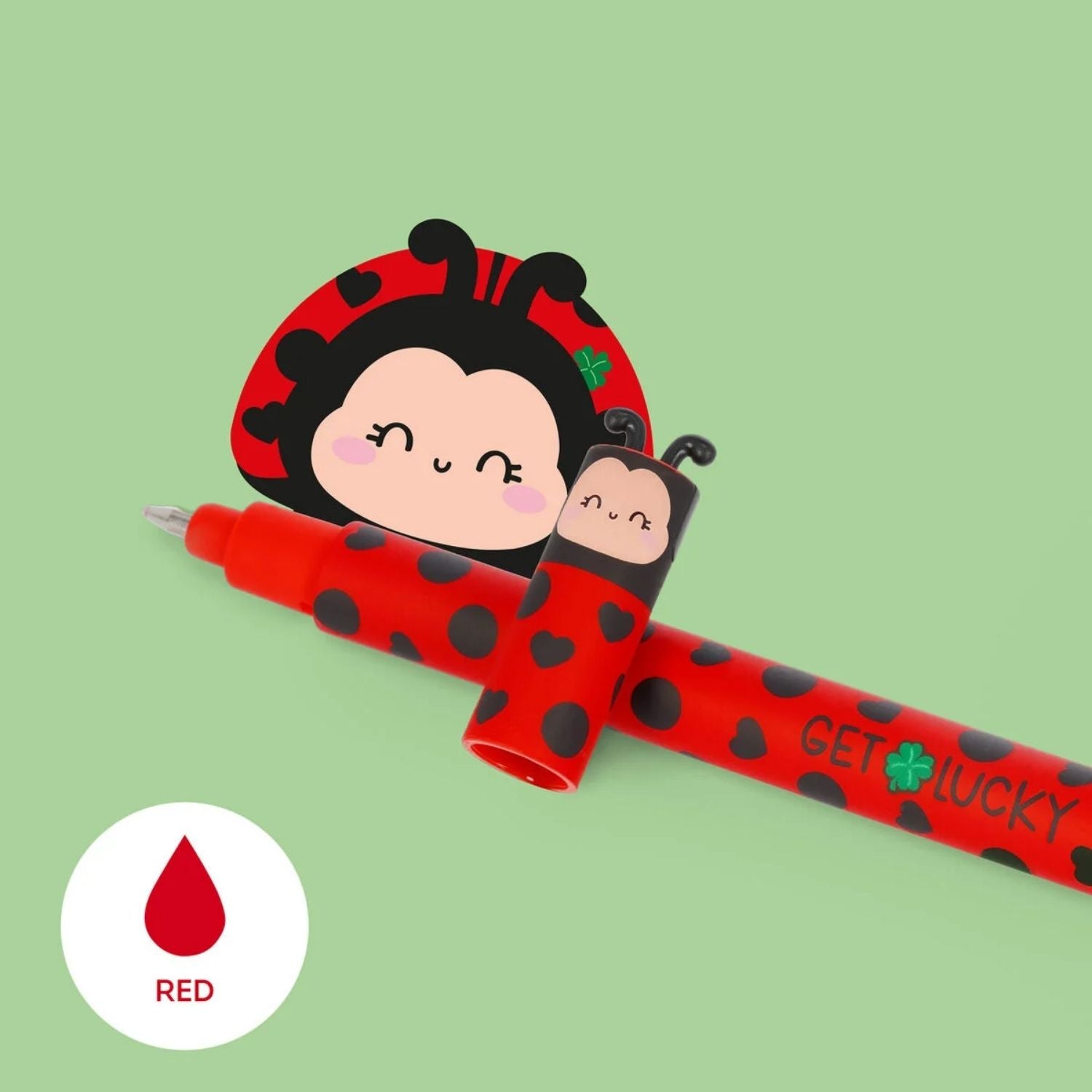 ¡Equivocarse es de sabios! Con el Bolígrafo Borrable Ladybug de Legami y su tinta roja termosensible, borra errores sin dañar el papel. Disponible en Mano de Santa.