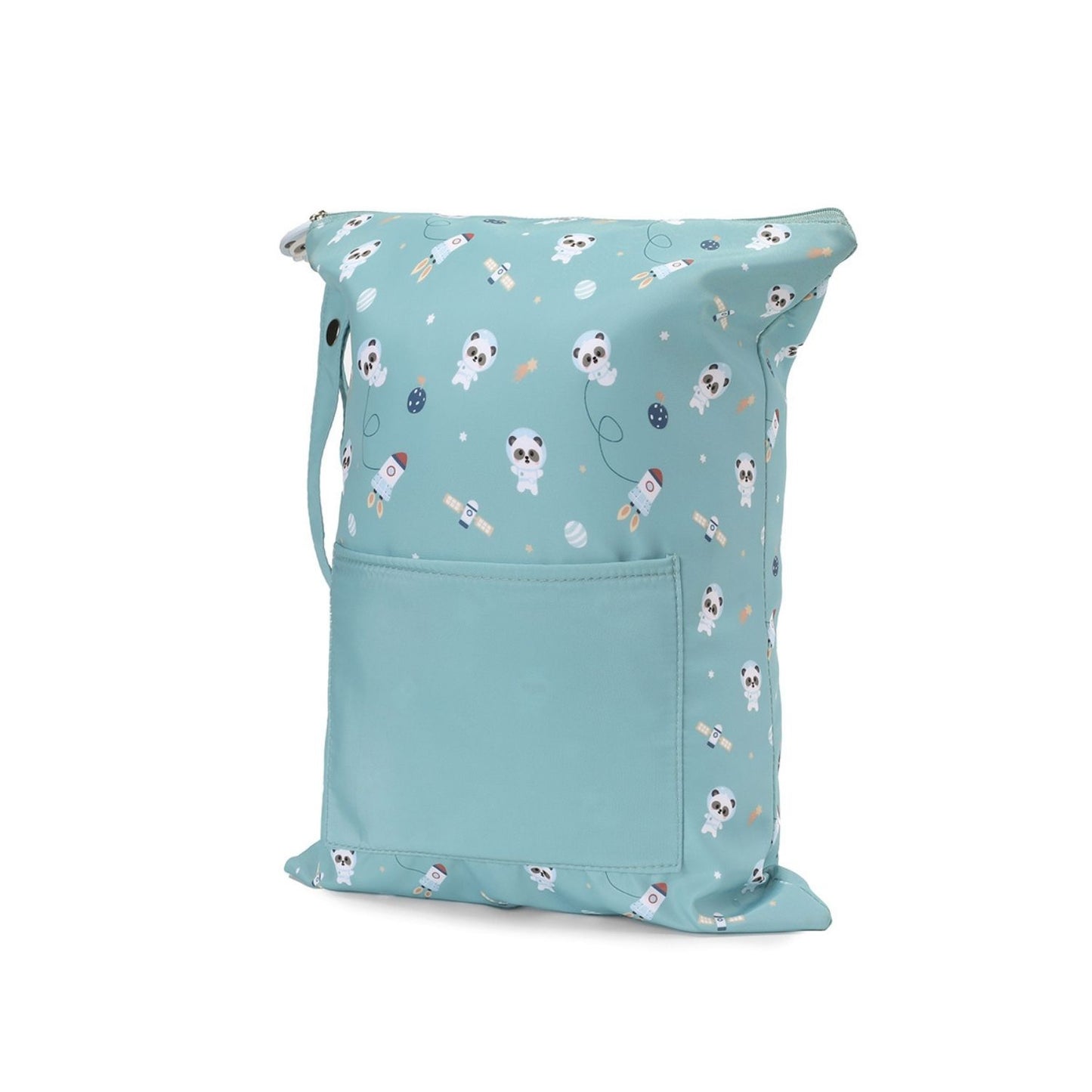 Bolsa Impermeable Pandas in Space de Tutete. Esta bolsa impermeable infantil es el accesorio perfecto para llevar la muda de recambio, la ropa sucia o los trajes de baño mojados de forma higiénica y cómoda.