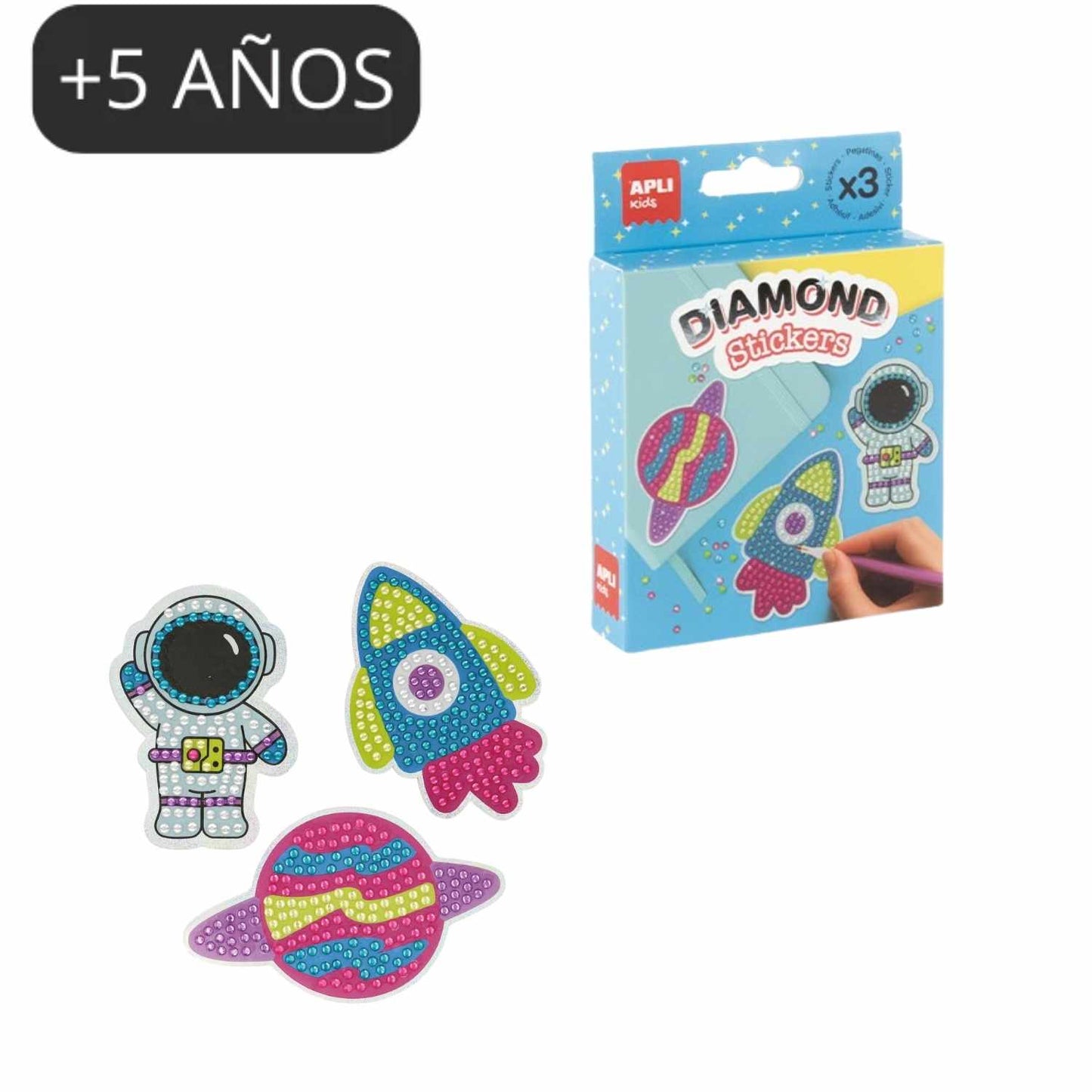Bolsita  de cumple Manualidad 3 Pegatinas de diamantes- Diamond Stickers (Temáticas Surtidas)