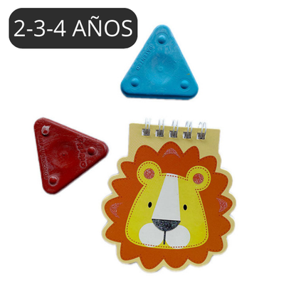 Bolsita cumple Mini libreta animales y ceras triangulares