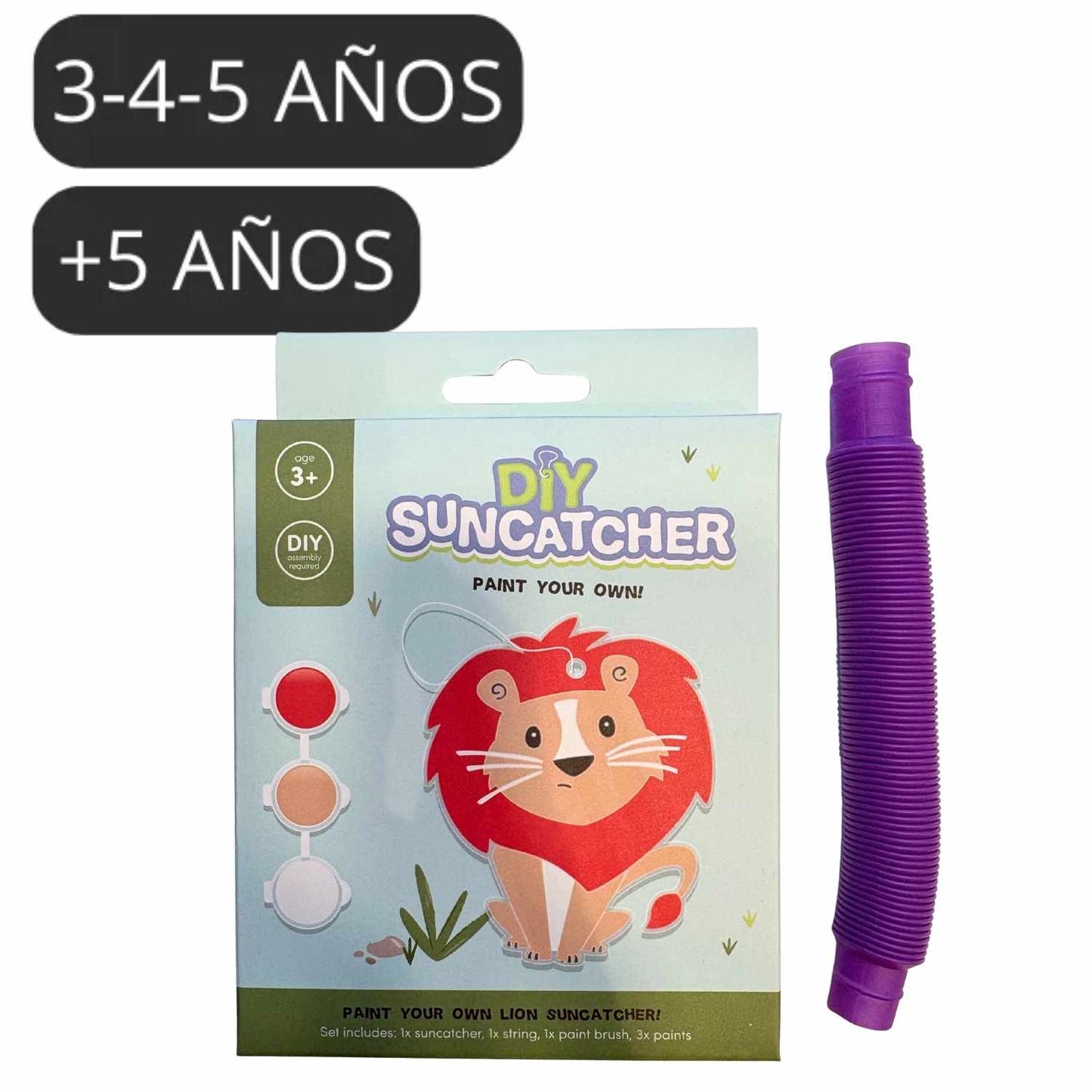 Bolsita de cumple con Manualidad atrapasol LEÓN + tubo extensible
