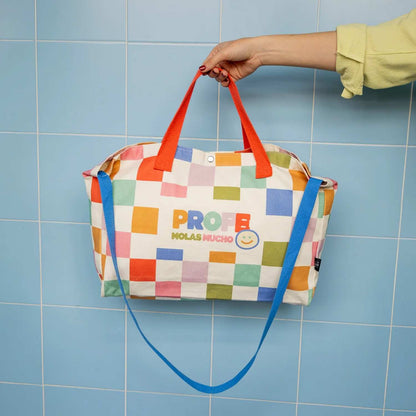 Bolso "Profe molas mucho" de algodón 100%. Regalo ideal para profesores, resistente (340g) y con doble asa para hombro o mano. Práctico, espacioso y diseñado en España.