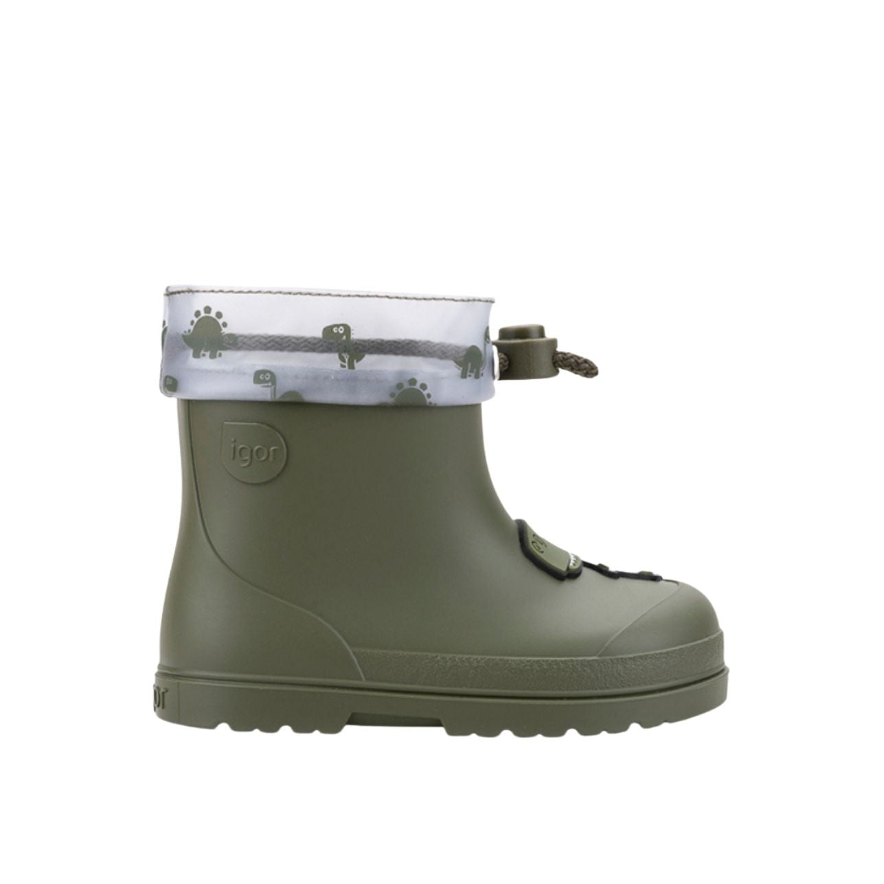 ¡Descubre las botas de agua barefoot monocolor MENDI DINO KAKI de concepto barefoot de IGOR! Son tus aliadas para aventuras en familia bajo la lluvia. Su acabado mate las hace preciosas y el diseño respetuoso con sus pies las hace flexibles y cómodas. ¿Quieres aún más motivos para comprarlas? ¡Cero Drop y la plantilla es extraíble!