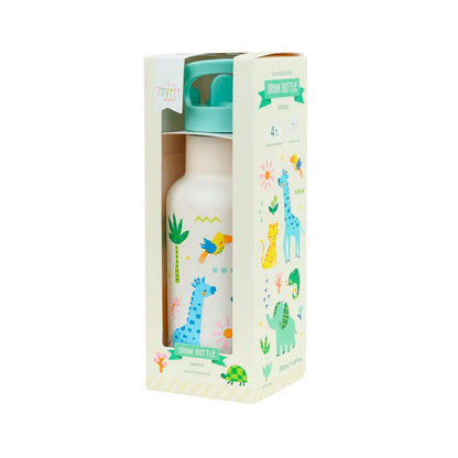 Comprar botella térmica infantil de acero inoxidable 350 ml Jungle de A Little Lovely Company. Cantimplora con pajita libre de BPA que mantiene el agua fría 8 horas, ideal para el colegio y la guardería.
