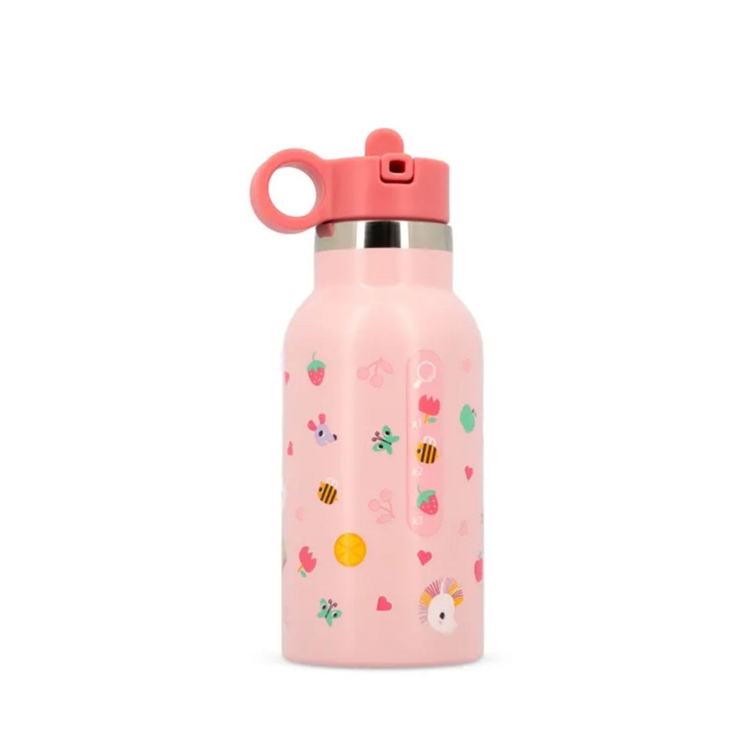 Comprar botella térmica infantil de acero inoxidable con pajita Jeanne el gato Lilliputiens en Mano de Santa. Cantimplora escolar hermética libre de BPA con juego de buscar y encontrar, ideal para el colegio y salidas.