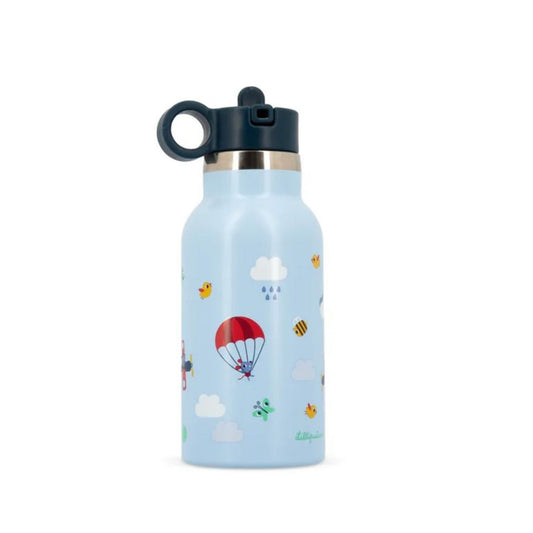 Botella térmica de acero inoxidable Jules Lilliputiens. Mantiene frío/calor, pajita de silicona antifugas y juego "Buscar y Encontrar". ¡Ideal para el cole!