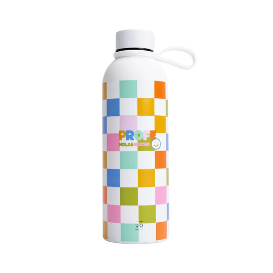 Botella térmica "Profe molas mucho" de acero inoxidable (500 ml). Mantiene la temperatura 12h, es libre de BPA y hermética. El regalo perfecto y práctico para agradecer a tu profesor favorito.