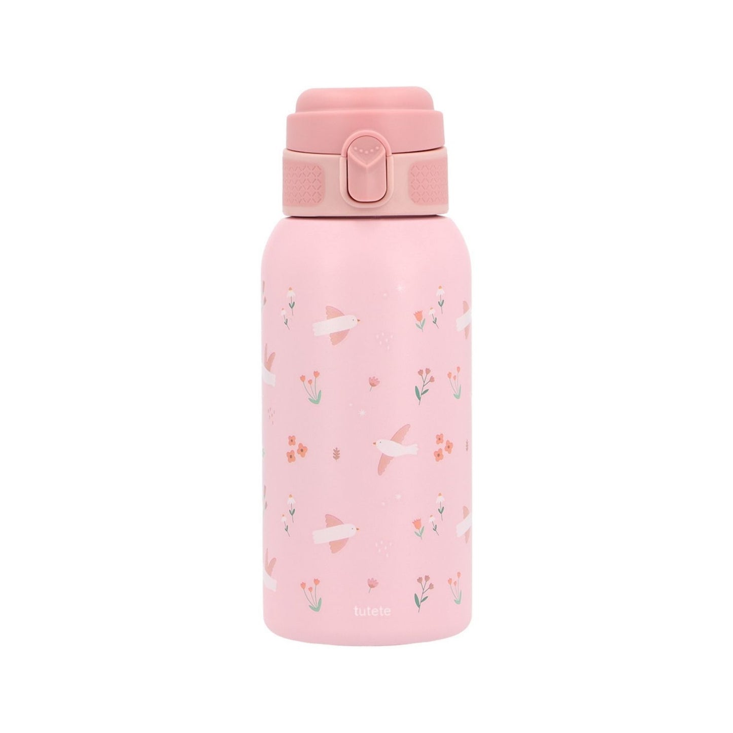 Botella de Acero Térmica Blossom birds (Pájaros) de 500ml. Esta botella térmica infantil es la compañera ideal para el colegio, excursiones o tardes de parque, gracias a su resistencia y gran capacidad. Su diseño sin pajita facilita una limpieza rápida y profunda, asegurando la máxima higiene diaria