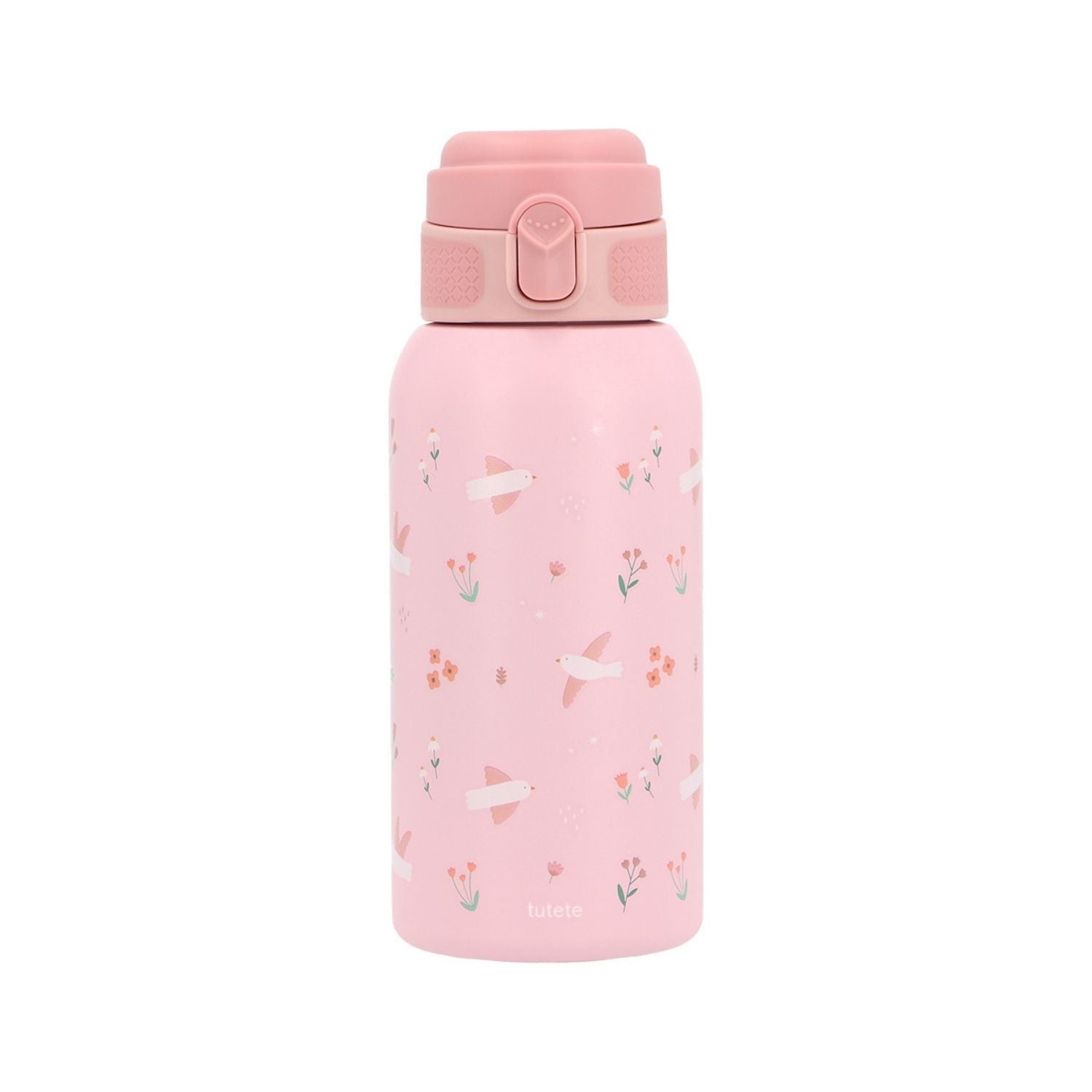 Botella de Acero Térmica Blossom birds (Pájaros) de 500ml. Esta botella térmica infantil es la compañera ideal para el colegio, excursiones o tardes de parque, gracias a su resistencia y gran capacidad. Su diseño sin pajita facilita una limpieza rápida y profunda, asegurando la máxima higiene diaria