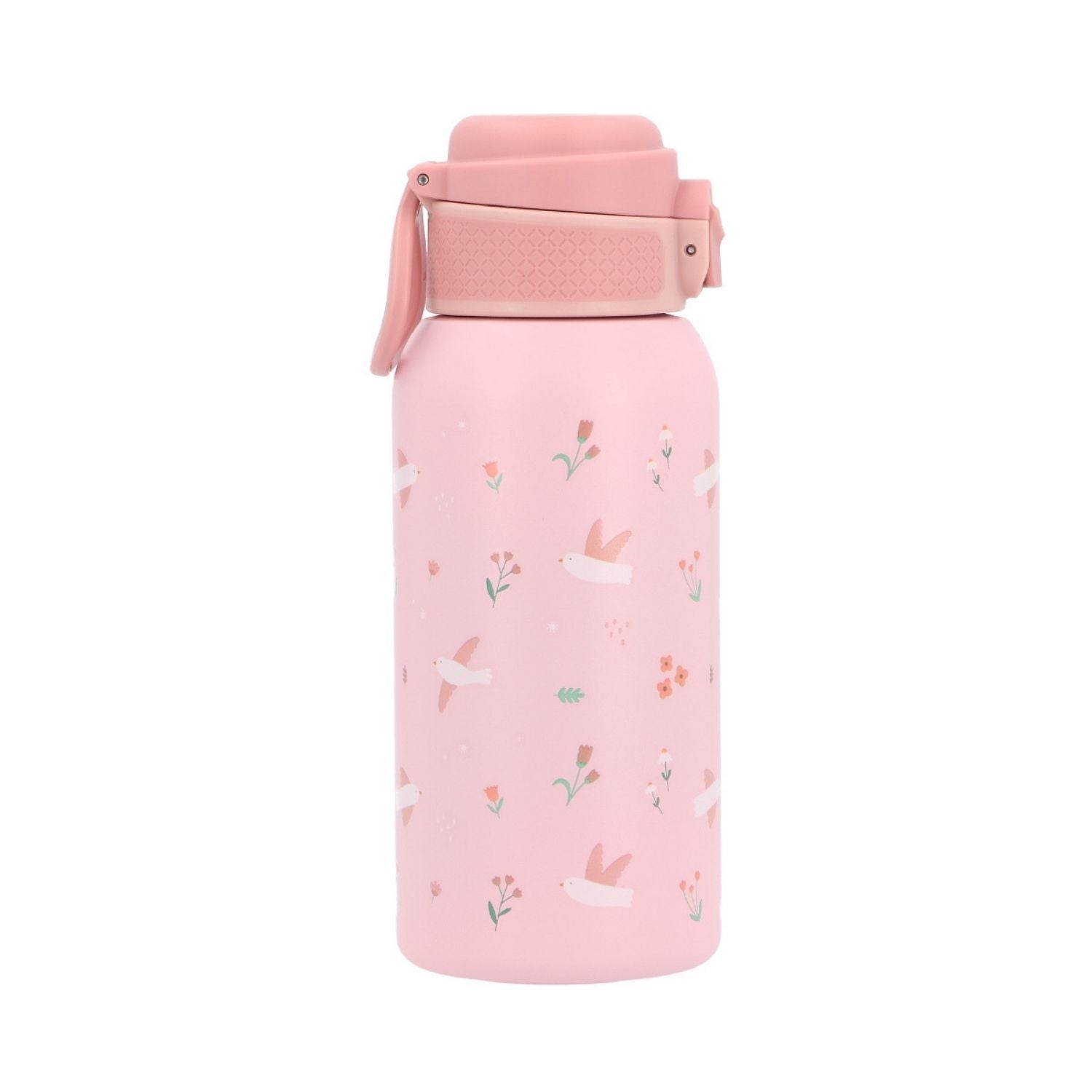Botella de Acero Térmica Blossom birds (Pájaros) de 500ml. Esta botella térmica infantil es la compañera ideal para el colegio, excursiones o tardes de parque, gracias a su resistencia y gran capacidad. Su diseño sin pajita facilita una limpieza rápida y profunda, asegurando la máxima higiene diaria