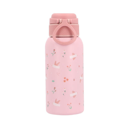 Botella de Acero Térmica Blossom birds (Pájaros) de 500ml. Esta botella térmica infantil es la compañera ideal para el colegio, excursiones o tardes de parque, gracias a su resistencia y gran capacidad. Su diseño sin pajita facilita una limpieza rápida y profunda, asegurando la máxima higiene diaria