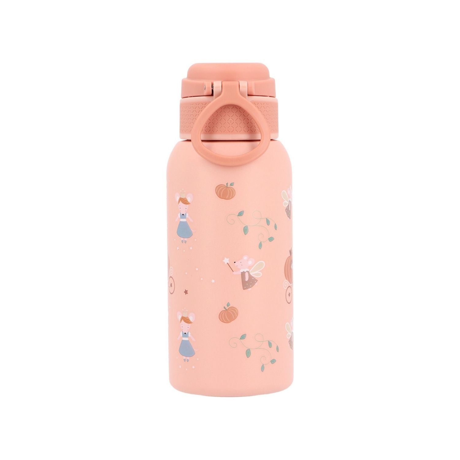 la Botella de Acero Térmica Mouse Fairies (Cenicienta) de 500ml. Esta botella térmica infantil es la compañera ideal para el colegio, excursiones o tardes de parque, gracias a su resistencia y gran capacidad. Su diseño sin pajita facilita una limpieza rápida y profunda, asegurando la máxima higiene diaria.