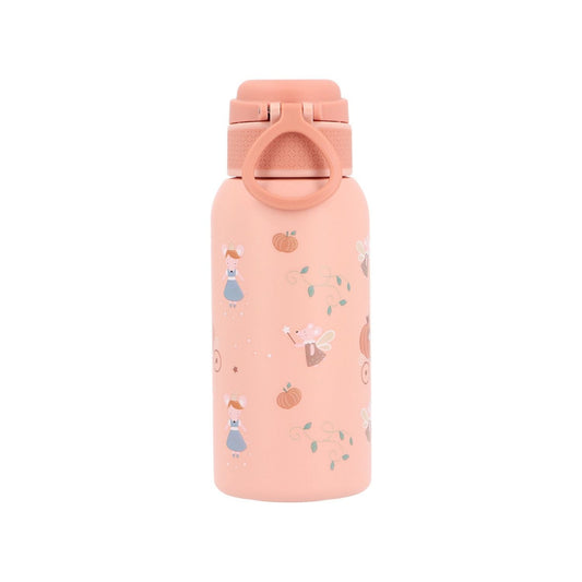 la Botella de Acero Térmica Mouse Fairies (Cenicienta) de 500ml. Esta botella térmica infantil es la compañera ideal para el colegio, excursiones o tardes de parque, gracias a su resistencia y gran capacidad. Su diseño sin pajita facilita una limpieza rápida y profunda, asegurando la máxima higiene diaria.