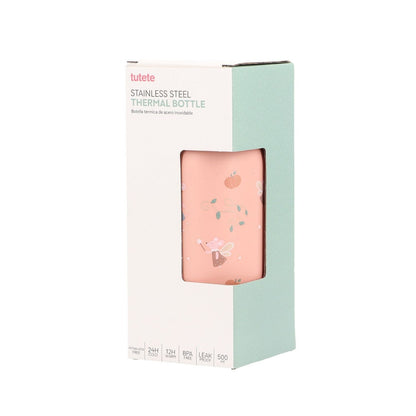 la Botella de Acero Térmica Mouse Fairies (Cenicienta) de 500ml. Esta botella térmica infantil es la compañera ideal para el colegio, excursiones o tardes de parque, gracias a su resistencia y gran capacidad. Su diseño sin pajita facilita una limpieza rápida y profunda, asegurando la máxima higiene diaria.