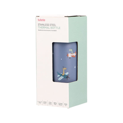Consigue la botella de acero térmica Planes (Aviones) de 500ml en www.manodesantaoficial.es. Botella térmica infantil de acero inoxidable, hermética y resistente para el colegio y excursiones.