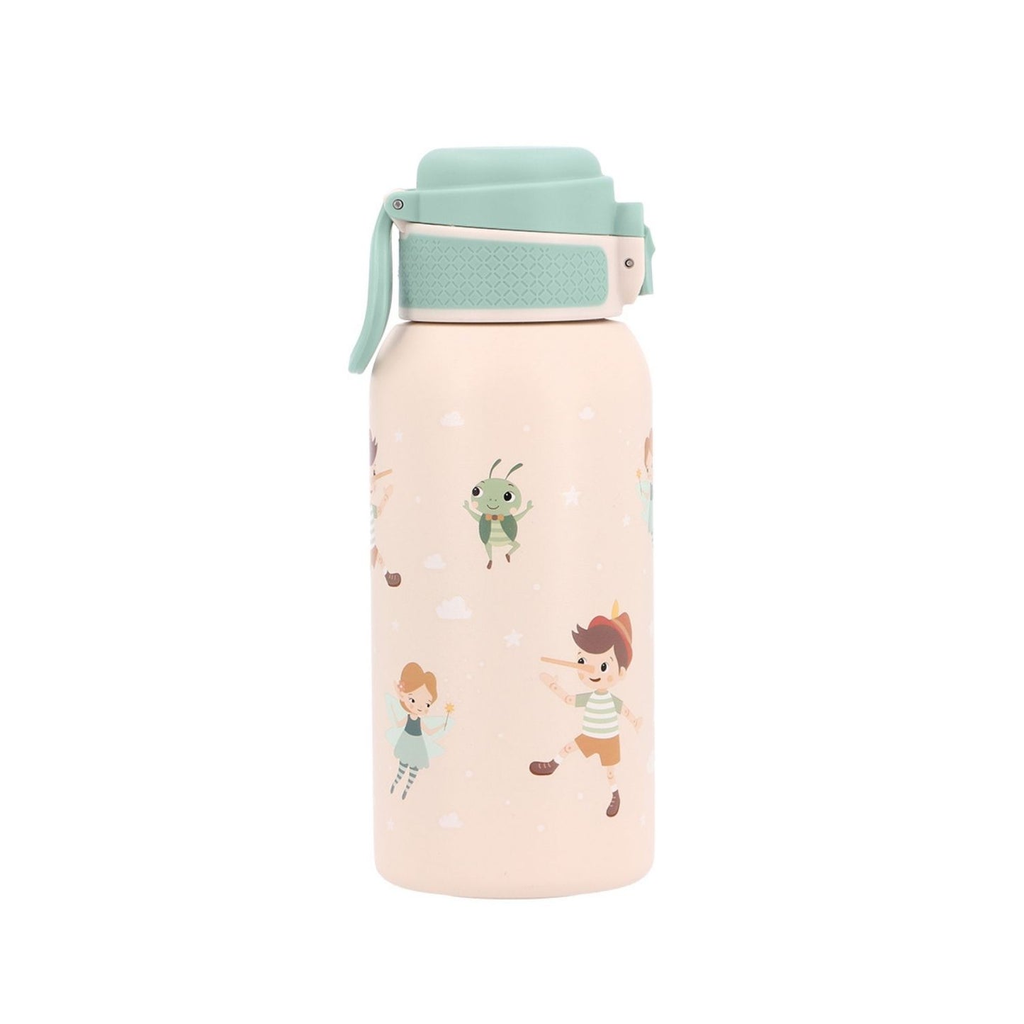 la Botella de Acero Térmica Wooden boy (Pinocho)&nbsp;de 500ml. Esta botella térmica infantil es la compañera ideal para el colegio, excursiones o tardes de parque, gracias a su resistencia y gran capacidad. Su diseño sin pajita facilita una limpieza rápida y profunda, asegurando la máxima higiene diaria