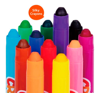 12 crayones en colores brillantes y vibrantes, para que los niños den rienda suelta a su imaginación en el dibujo, colorear, garabatear, ¡hasta pintarse la cara! ejemplo puntas 