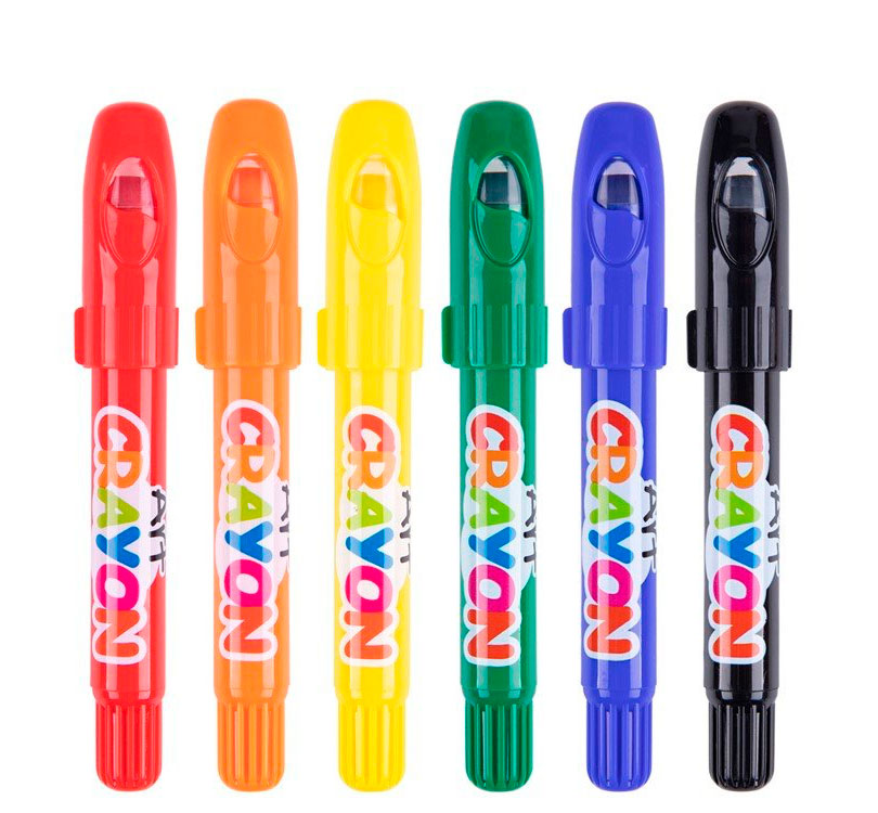 6 crayones en colores brillantes y vibrantes, para que los niños den rienda suelta a su imaginación en el dibujo, colorear, garabatear, ¡hasta pintarse la cara!