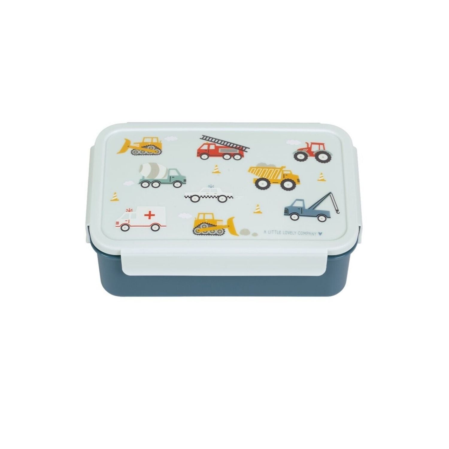 caja de almuerzo Bento Coches de A Little Lovely Company! Diseñada con un alegre estampado de la selva, es la opción ideal para llevar la comida del peque al cole, a la guardería o de excursión. Gracias a su bandeja extraíble de dos compartimentos y a su cierre hermético